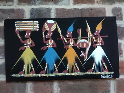 African Folk Art Batik Painting Ngoma - Image 1 of 4