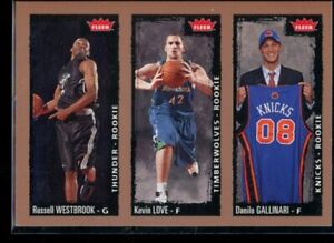 2008-09 Fleer Westbrook, Kevin Love & Gallinari Tri-Panel Rookie Card #237