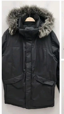 Sudadera con capucha extraíble de piel de pluma negra DAKS talla S Foto 1 de 4