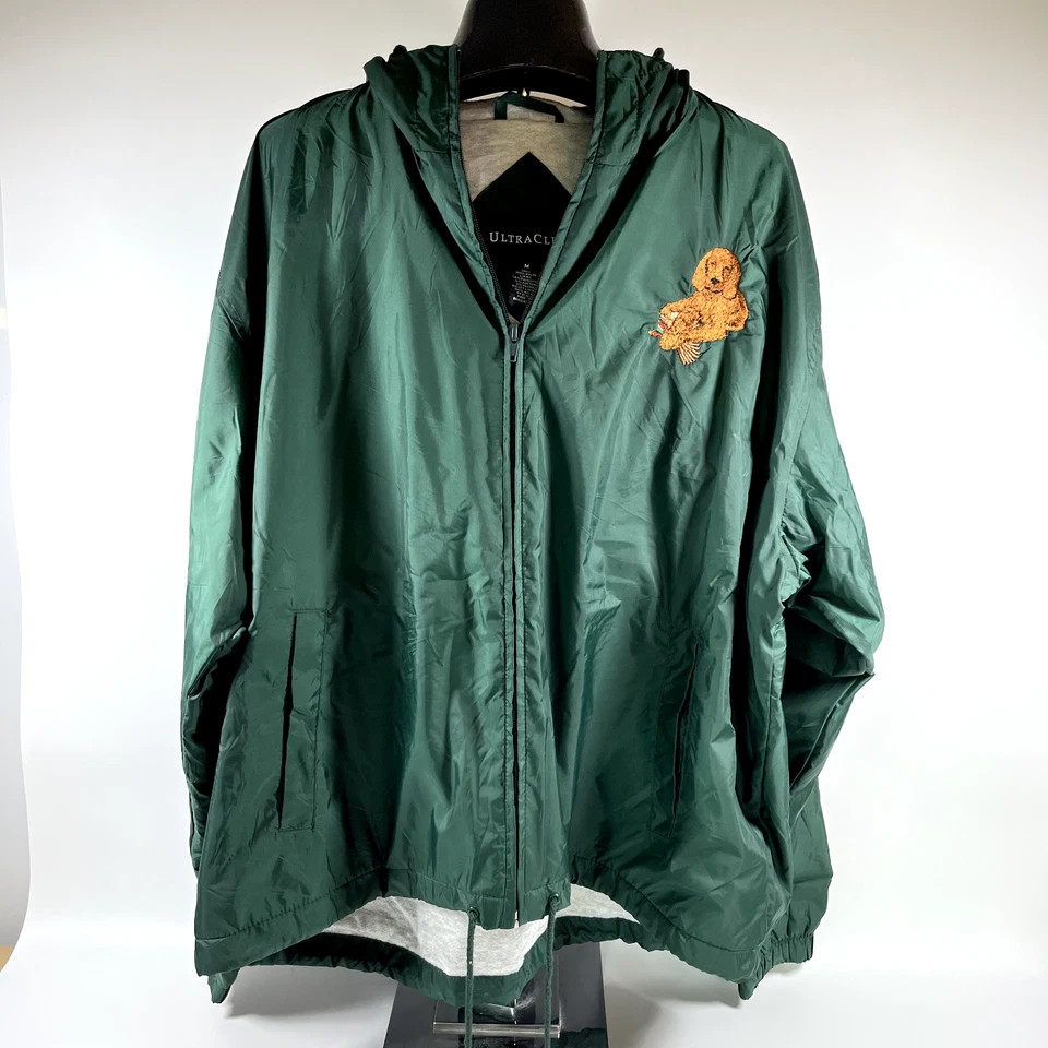 Chaqueta cortavientos UltraClub verde perro con pato bordada cremallera completa Foto 1 de 4