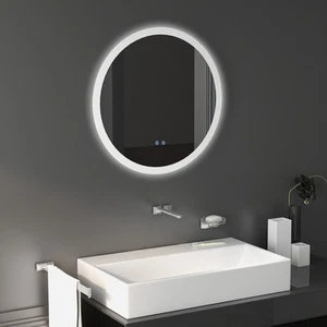 kleankin Badspiegel mit Beleuchtung, Ø60 cm Wandspiegel mit 3 Lichtfarben - Bild 1 von 10