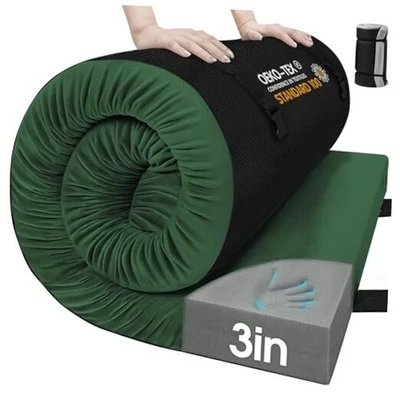  Almohadilla de colchón de espuma viscoelástica para camping, almohadilla para dormir de 3 pulgadas doble: 75 * 38 * 3 verde oscuro Foto 1 de 4