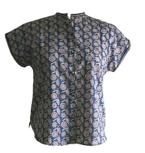 Anokhi Folk Flower Cap Sleeve Top, 100% Cotton - Picture 1 of 1