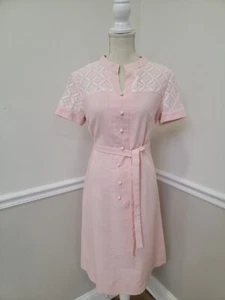 Vintage 60s R&K Original Pink Wool Blend Mod Go Go Knee Length Dress  - Picture 1 of 17