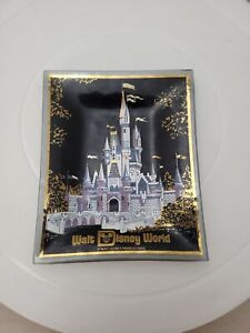 Walt Disney World Magic Kingdom Souvenir Smoke Glass Ashtray Vintage 4 3/4"