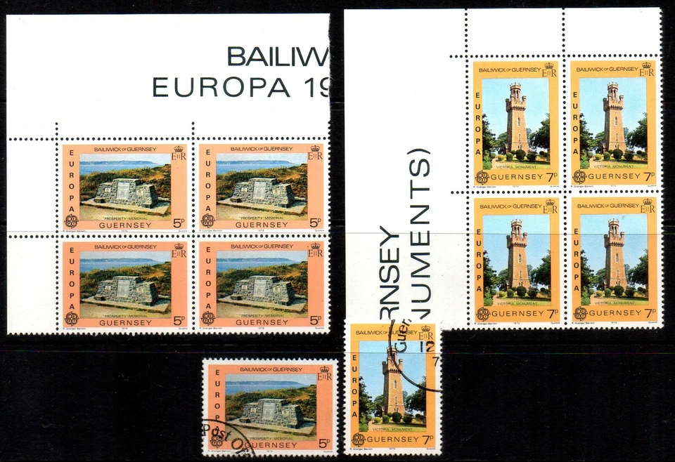 Guernsey Europa 1978 Corner Blocks x 4 MNH and 1 Set VFU - Image 1 of 1