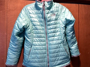 THE NORTH FACE Girls Reversible Puffer Jacket Blue XL - Picture 1 of 7