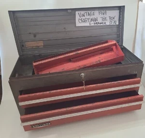 Craftsman Work Bench Tool Box 2 Drawer Vtg. 1969 Mechanics Old USA 26" 1960s - Picture 1 of 24