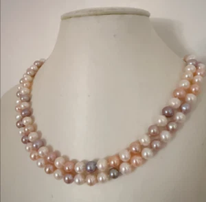 AAA 7-8mm Bellissima collana di perle multicolore naturali mare del sud 18inch 14K - Foto 1 di 12