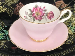 Lady Beth Fine Bone CHINA TEA CUP & SAUCER Pink With Cabbage Pink Rose - Picture 1 of 5