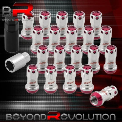 Aftermarket Wheel Lug Nuts M12 X 1.25mm Thread Pitch Locking Key Chrome Pink Cap - Image 1 of 3