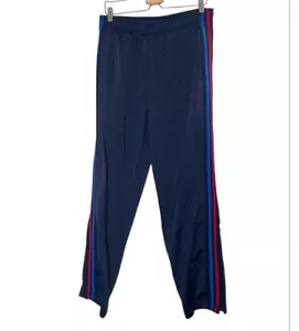 Vintage 00s Nike Track Pants Mens MBlue Swoosh Red Line Zip Leg - Picture 1 of 9
