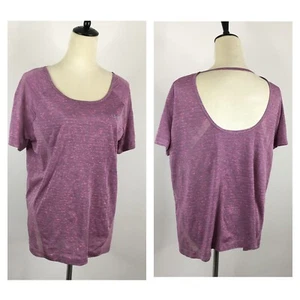 UNDER ARMOUR Heat Gear sz Large Mauve Purple Marled Cut Out Back Loose Fit Shirt - Picture 1 of 12