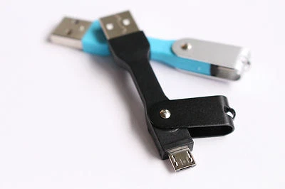 USB to Micro USB Keyring Charger Lead Cable for Mobile Phones Silicon 4 Pocket - Image 1 of 4
