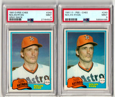 (2) 1981 OPC GRAY BACK NOLAN RYAN PSA 9 MINT #240 WHITE BACK & GRAY BACK POP 4