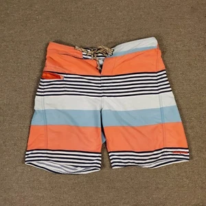 Patagonia Shorts Mens 32 Blue Striped Yacht Boat Nautical Designer Swim Trunks - Picture 1 of 14