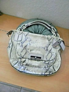 Coach Beige Snake Python Embossed Leather Handbag, Zip/& Magnetic Snap Closure - Picture 1 of 12