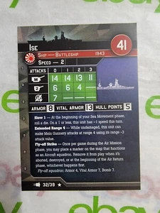 Axis Allies War at Sea Miniatures Japan CARD ONLY Ise - Picture 1 of 1