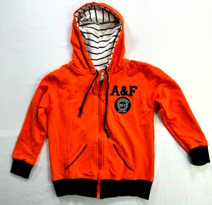 Kids Abercrombie & Fitch Orange & Navy Zip Up Hoodie- Size 8 - Picture 1 of 6