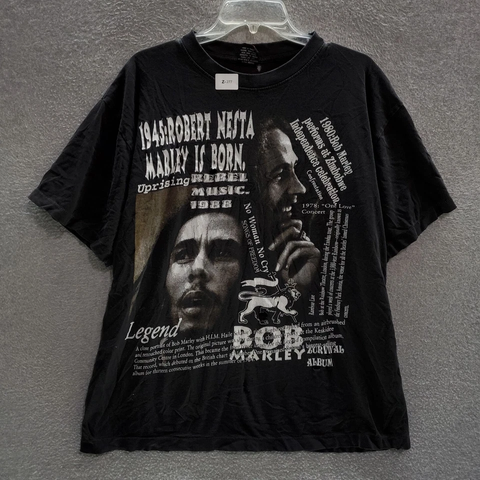 Camisa DE COLECCIÓN Bob Marley Hombres XL Negra Vida de Gráfico Leyenda Puntada Única LEER Foto 1 de 4