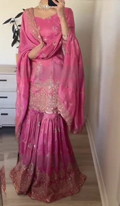 Pink Sharara suits for women party wear Dress Pakistani Suit Readymade Sarara - Picture 1 of 8
