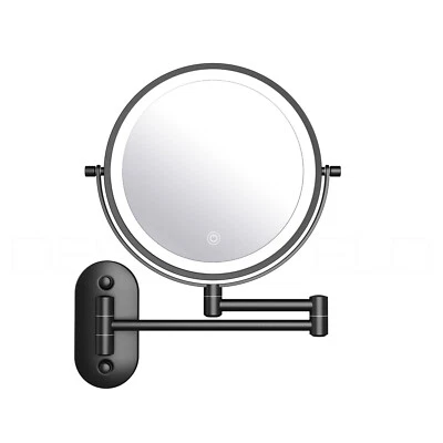 DEUSENFELD WL10BA Akku LED Doppel Wand Kosmetikspiegel 10-fach +Normal, SCHWARZ - Bild 1 von 4