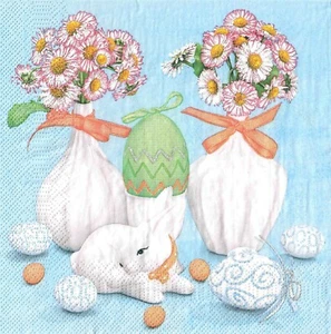 4 servilletas de papel individuales decoupage mesa artesanal huevos de Pascua flores margaritas 18 - Imagen 1 de 2