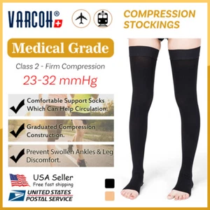 Women Men Compression Stockings Thigh High Anti-Fatigue Varicose Veins DVT Socks - Picture 1 of 14