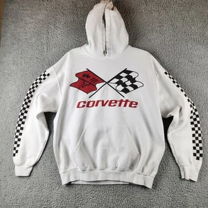 Corvette Hoodie Mens Medium Chemistry Sweatshirt Racing Flags Graphic Pullover - Picture 1 of 8