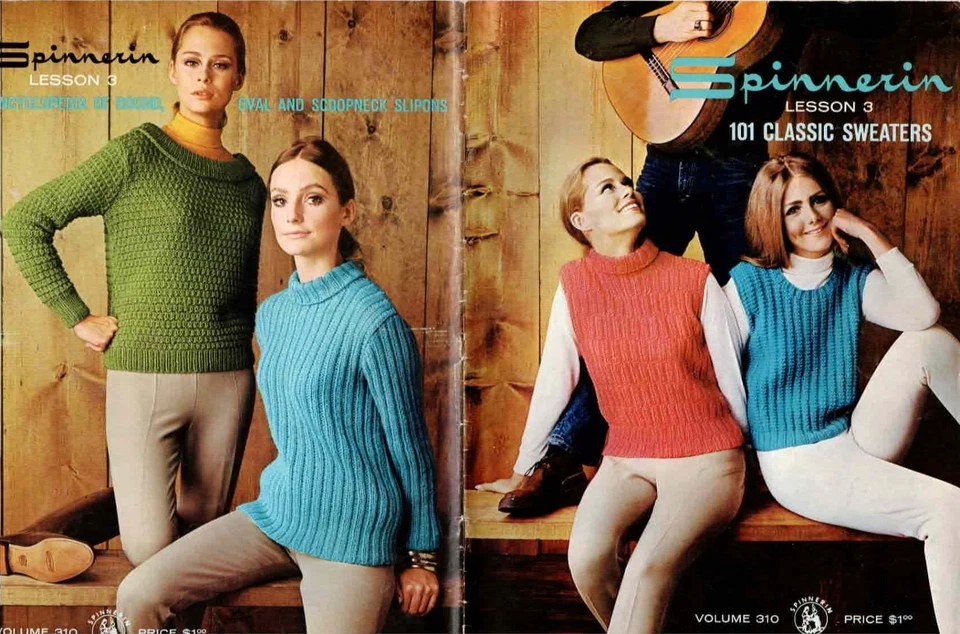 Spinnerin Knitting Pattern Lesson 3 Sweater Patterns Stitches Classic Patterns - Image 1 of 4