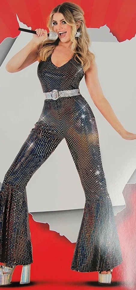 Женская диско королева костюм 70-х танцы Diva Go Go девочка комбинезон Хэллоуин размер L - Изображение 1 из 4
