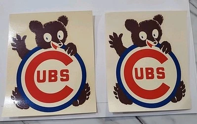 Calcomanía de béisbol vintage de los Chicago Cubs (años 60) 3,5" X 4" - Lote de 2 Foto 1 de 2