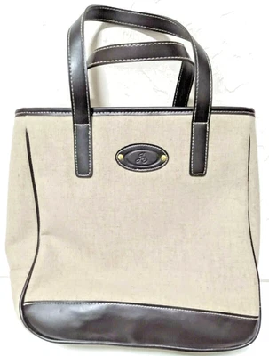 BOLSO DE MANO DE COLECCIÓN JACLYN A SMITH BOLSO DE TELA Y VINILO CREMA Y NEGRO Foto 1 de 4