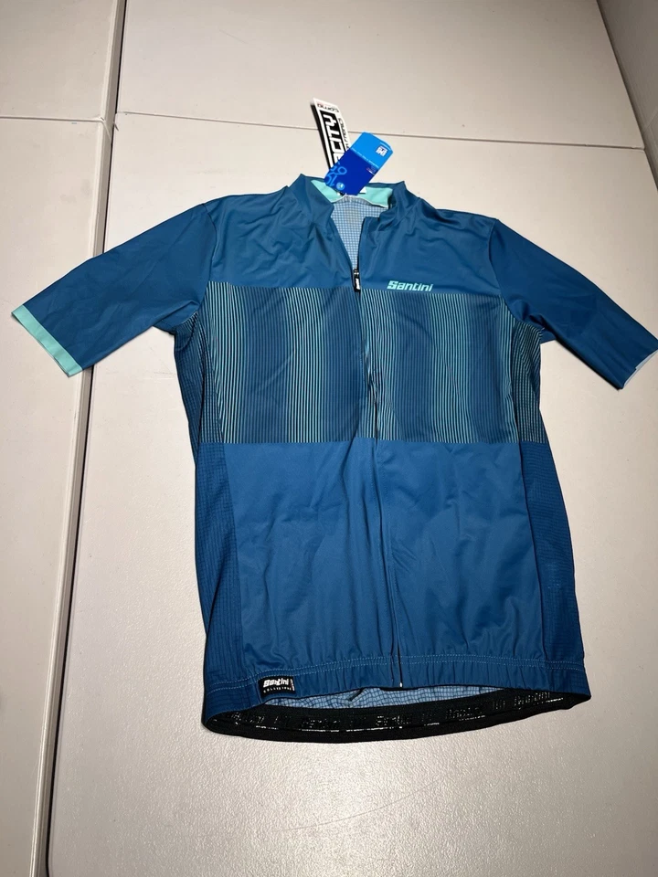 Santini Cycling Jersey Men’s XXL Teal Green Italy SMA Opacity Bicycle Top Shirt - Image 1 of 4