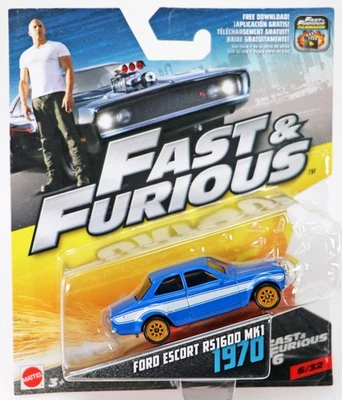 Hot Wheels 1970 Ford Escort RS1600 MK1 Fast & Furious 6 - FCF41 NRFP Blue 1:55 - Image 1 of 3