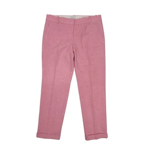 J.CREW Women Cafe Capri Pants Size 10T Pink Herringbone Wool Lined Trousers - Picture 1 of 10