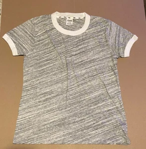 VICTORIA'S SECRET PINK~TOP~SHIRT~SZ L Large RINGER GRAY WHITE Tee - Bild 1 von 1