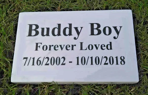 CUSTOM ENGRAVED STONE PET MEMORIAL HEADSTONE DOG CAT GRAVE MARKER PLAQUE - Picture 1 of 3