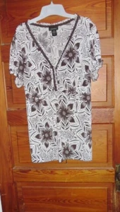 Lane Bryant Knit Top Size 18/20 Empire Waist/Tie Back Floral - Picture 1 of 3