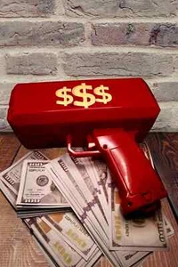 Cash Cannon Money Gun Party Copy Toy Bill Pink Wedding + 100 fake Dollar notes - Picture 1 of 4