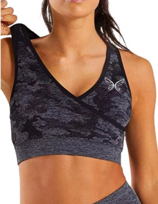Elise Sports Womens Black Camo Sports Bra Yoga/Pilates, Gym and Running - Image 1 of 4