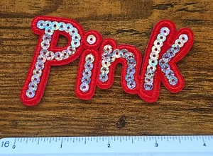 Pink Sequin Victoria's Secret Decorative Art Craft Patch Applique - Picture 1 of 2
