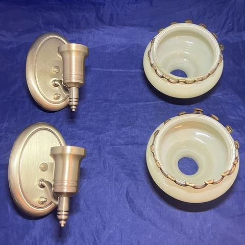 Pair of vintage mid century slip shade sconces Art Deco 64A Cover
