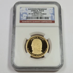 2009 S NGC PR70 UCAM - James K Polk Presidential Dollar - $1 US Coin #47383A - Picture 1 of 2