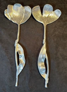 Michael Aram Lotus and Lily Salad Server Set Silver - Picture 1 of 6