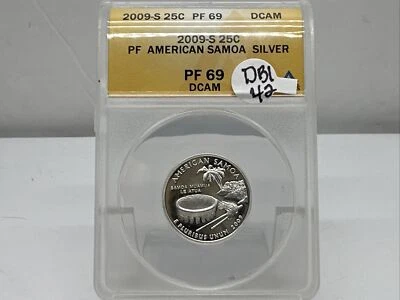 2009 S - SILVER PROOF AMERICAN SAMOA 25c - ANACS PF69 DCAM DB1-42 - Image 1 of 4