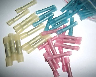 (25) Heat Shrink Butt Connectors Red Blue Yellow 22-10 Combo Car Audio Terminals - Image 1 of 4