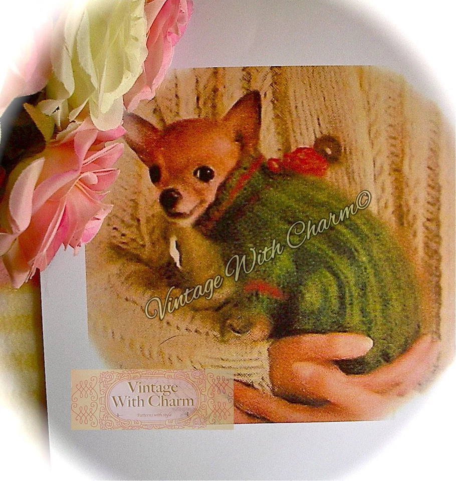 U/K Vintage Toy, Small Dog Coat Knitting Pattern 3 Sizes 6"- 8"-10"ins. JUST £1.99