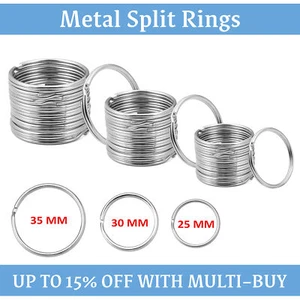 Small - Large Silver Metal Split Ring Keyring Jump Hoop Loop Key Ring 25/30/35mm - Picture 1 of 25