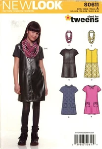 New Look S0611 TWEENS Dress w Neckline Variations & Scarf Sz 8-16 UNCUT 6320 - Picture 1 of 4